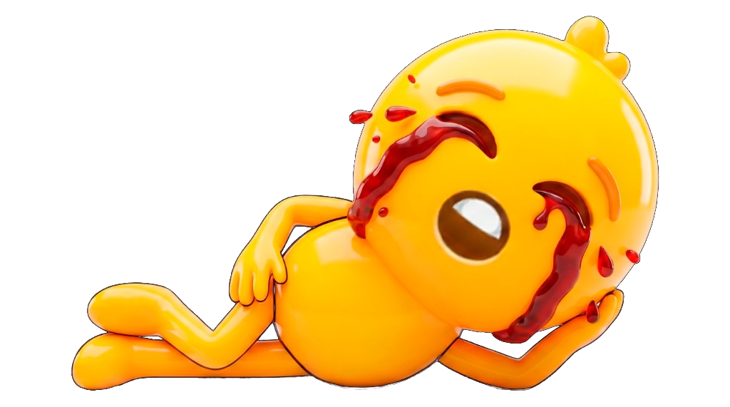 ROFL mascot lying down — crying blood
